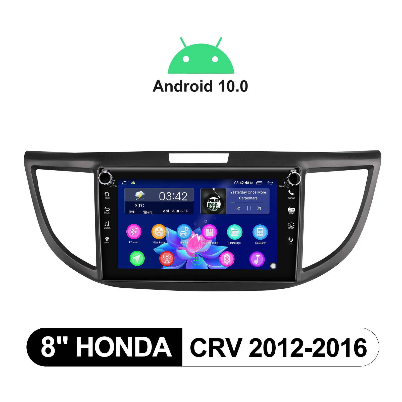 저렴한 8 인치 헤드 유닛 안드로이드 10 자동차 라디오 스테레오 멀티미디어 플레이어, 혼다 CRV 2012-2016 무선 카플레이 안드로이드 자동 4G DVR OBD2