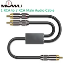 Аудиокабель MOWU 1 RCA на 2 RCA для усилителя сабвуфера, динамика, DVD, ТВ, домашнего кинотеатра, сплиттер, Y-образный кабель, шнуры 1 м, 3 м, 5 м