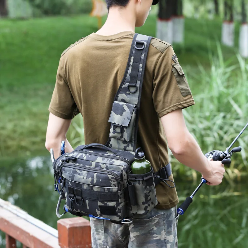 Outdoor Fishing Bag Tactical Backpack Fish Gear Rod Crossbody Bag Large Capacity Camping Trekking Kayak Waist Pack