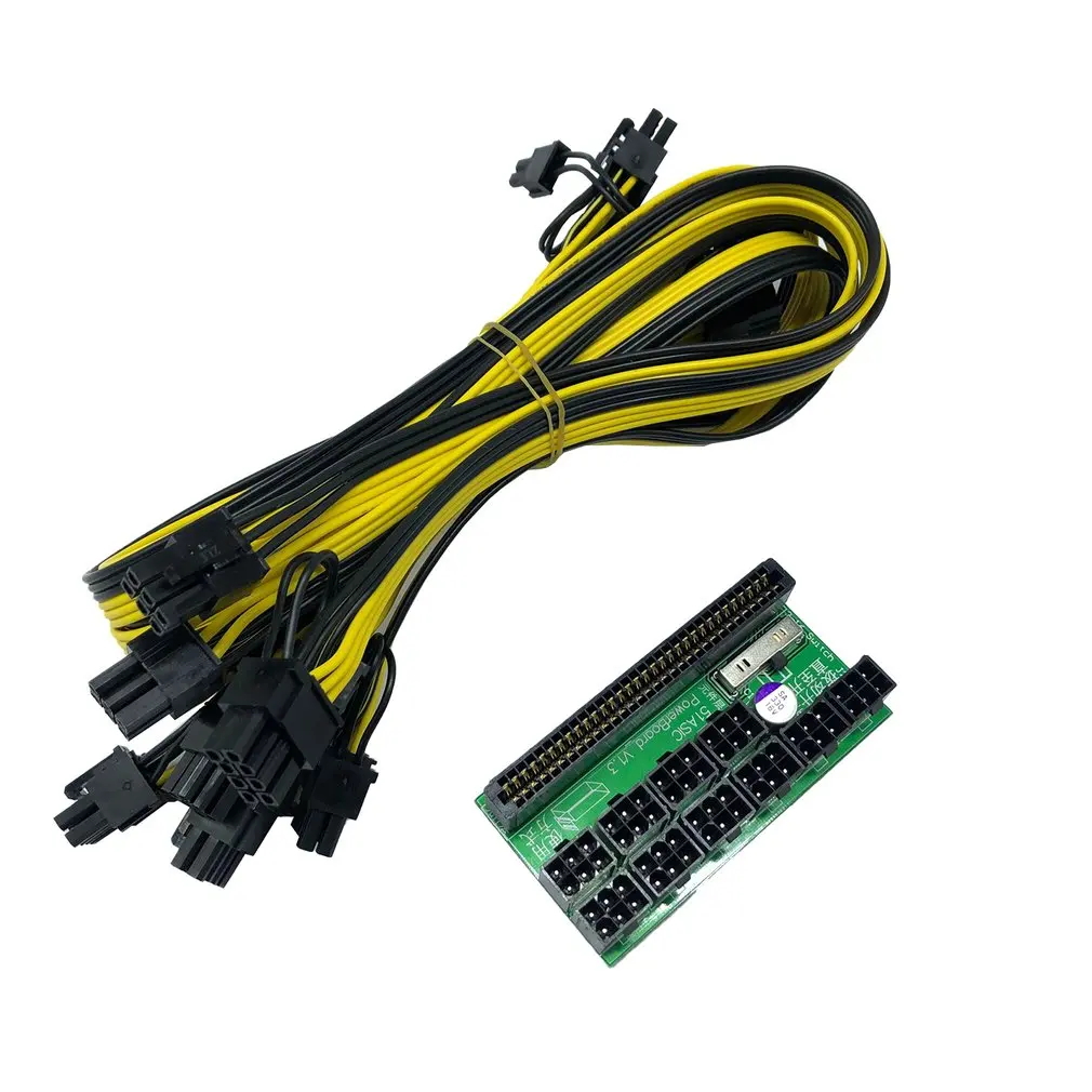 

Exquisite Workmanship Practical Bmining power adapter board + 10 8p lines. Cable For 1200w/750w Power Module Mining Ethereum