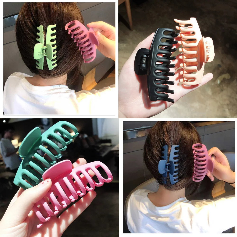 

1pcs Korean Solid Big Hair Claws Elegant Frosted Acrylic Hair Clips For Women Bath Clip Ponytail Clip For Women Girls
