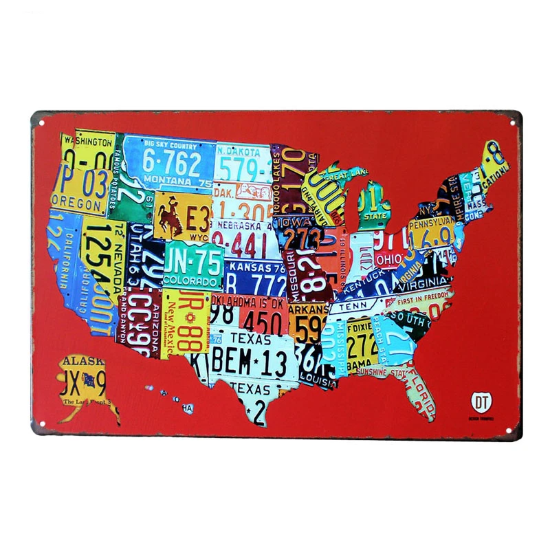 

Retro Old World Map Vintage Tin Plate Metal Tin Signs Wall Decor Garage Club Bedroom Art Poster Plaques Pictures 20X30CM