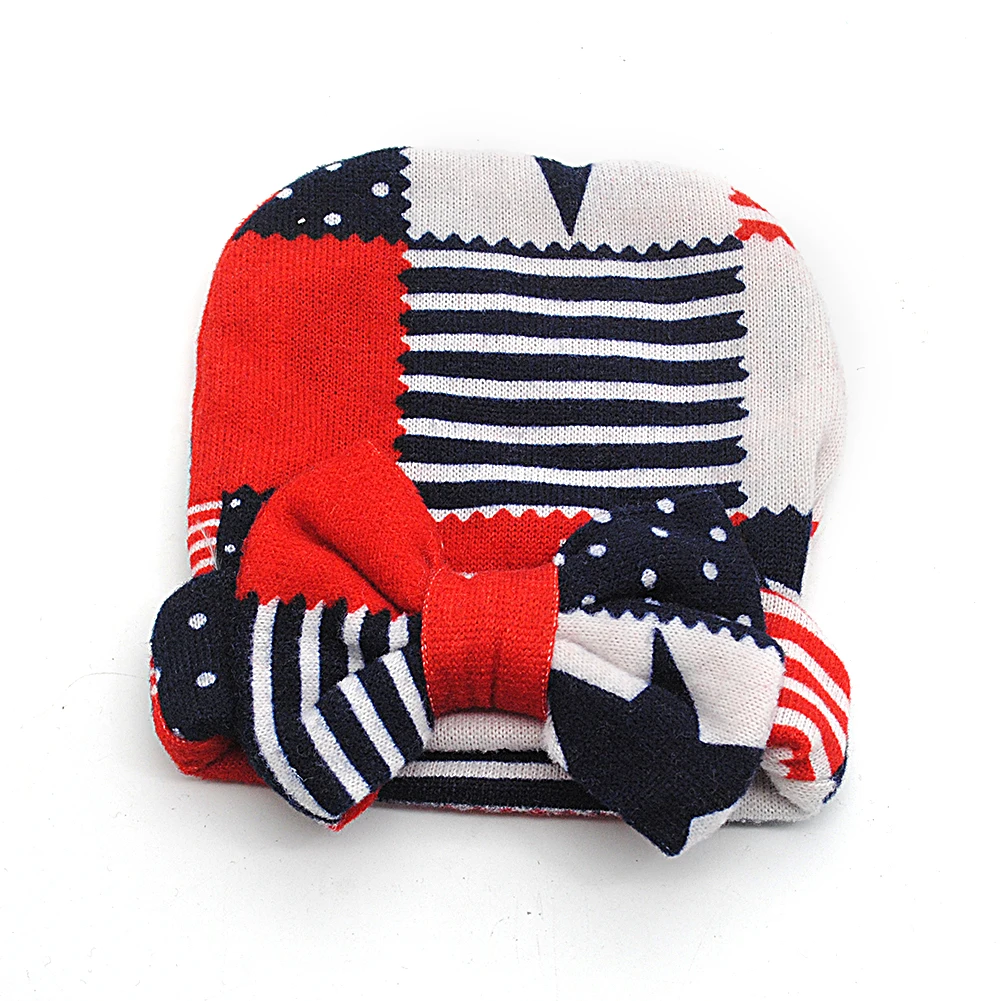 

Christmas Newborn Infant Toddler Girls Baby Knit Cap Stripe Bowknot Beanie Hat Comfy Cap