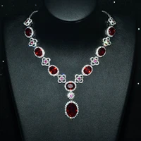 synthetic stones for jewelry set oval earrings red jewelry set ladys rhinestone pendant necklaceearringsringbracelet