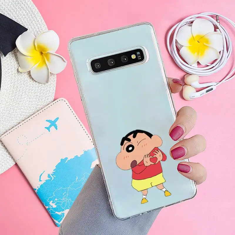 

Japan cartoon boy Crayon Shin-Chan friend Phone Case Transparent for samsung A 21s 50 71 S 8 9 20 20fe note 10 20 ultra plus