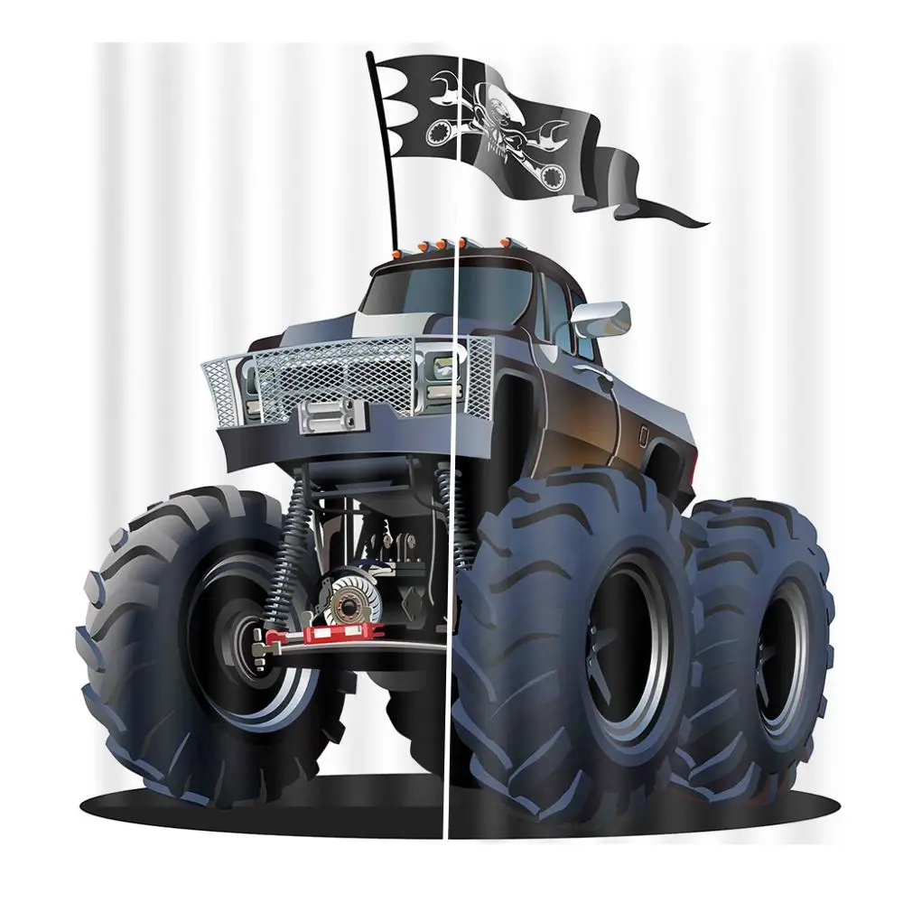 

High quality custom 3d curtain fabric Cartoon car 3d Curtains Blackout for Living Room Kids Bedroom Fabric