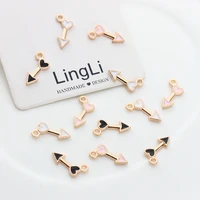 50pcs lot zinc alloy mini enamel charms heart arrow tip charms for diy fashion jewelry earrings making accessories