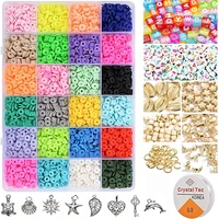 5200pcs flat round polymer clay discs loose spacer beads for diy jewelry making kits supplies craft handmade beads accessories