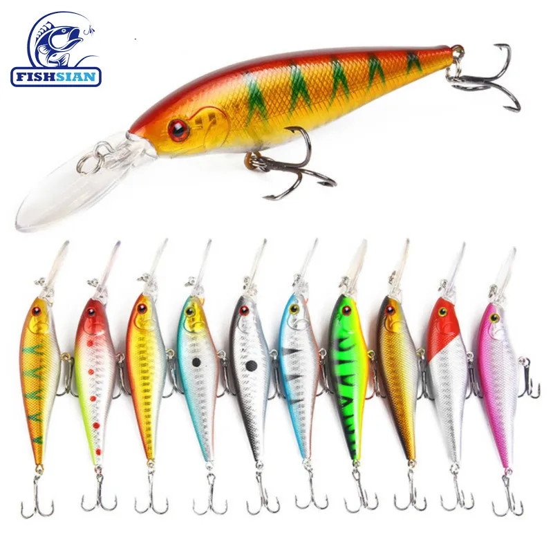 

Fishsian Fishing Lures minnow Tackle 11cm 9.5g Plastic Bionics Bait Long Tongue Road Second Bait 10 Color fish lure Fake Bait