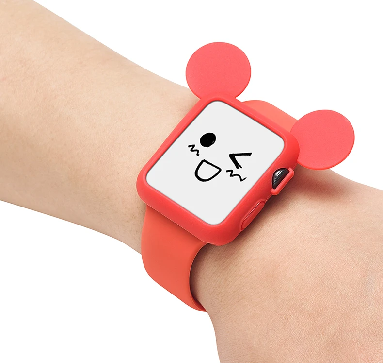 Прекрасный силиконовый чехол с Микки для Apple Watch, чехол серии 4 44/40 мм, Мягкий защитный чехол с рисунком для iWatch 3 2 1 38 мм 42 мм