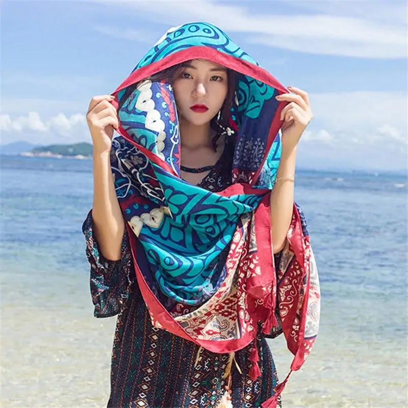 

National Style Beach Scarf Women Large Shawls Stoles Tree Print Scarves Echarpes Foulards Femme Wrap Bandanas 180*90CM