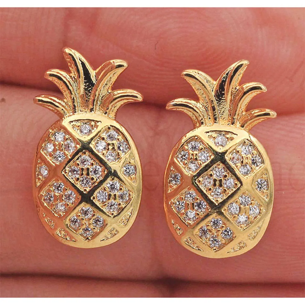 Роскошные модные серьги-гвоздики для женщин с принтом ананасов Форма серьги