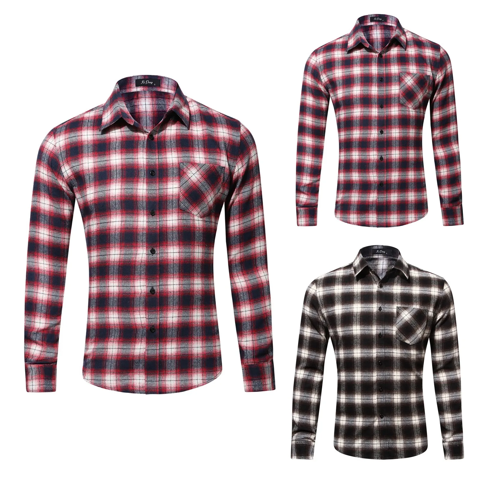 

Plaid Shirt 2021 New Autumn Winter Flannel Red Checkered Shirt Men Shirts Long Sleeve Chemise Homme Cotton Male Check Shirts