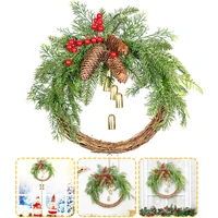 40cm christmas pine cones bells rattan garlands christmas door hanging rustic garlands christmas decorations