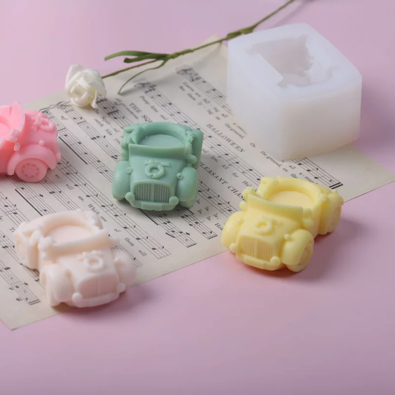 

3D Toy Car Aromatherapy Candle Plaster Soap Silicone Mold DIY Baking Mousse Cake Dessert Chocolate Decoration Tool Accessories