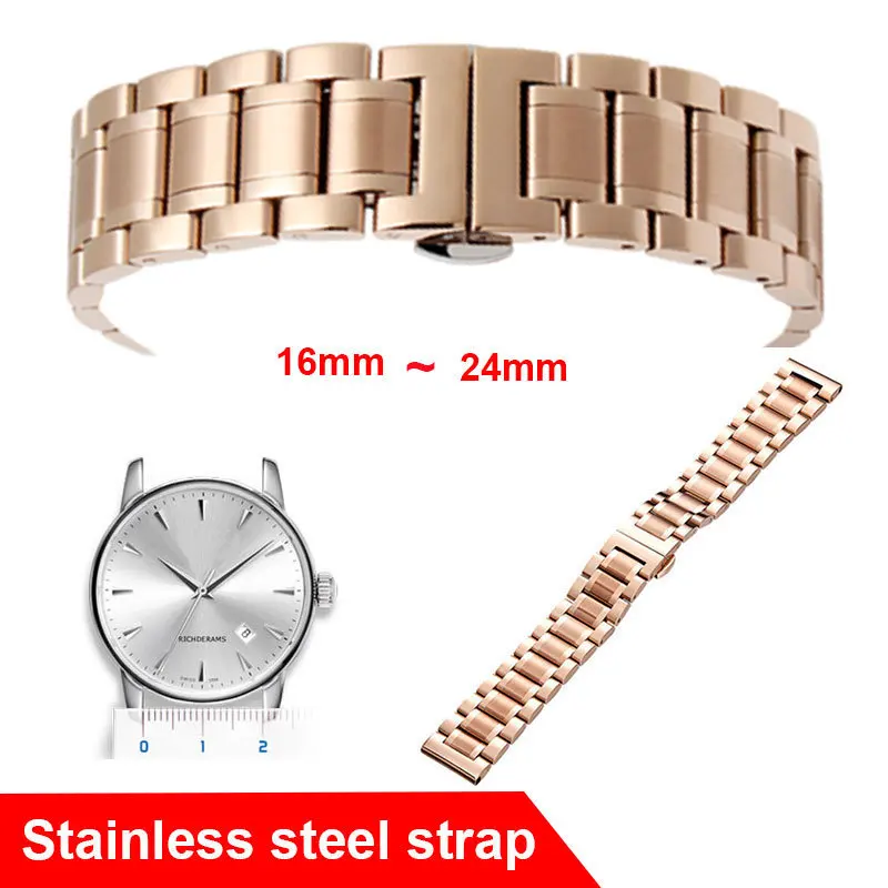 

Rose Gold Watch Buckle Replacement Strap Fashionable Stainless Steel Watch Buckle Men Women Universal 16/18/24mm