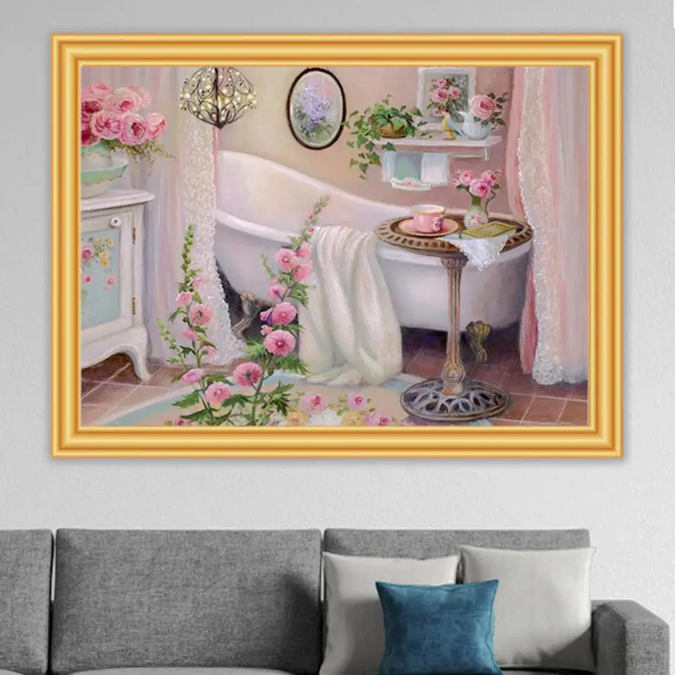 

New 5D DIY Full Square Round Diamond Embroidery "Bathroom"Diamond Painting Cross stitch Diamond Home Decoration Gift Sewing GIFT