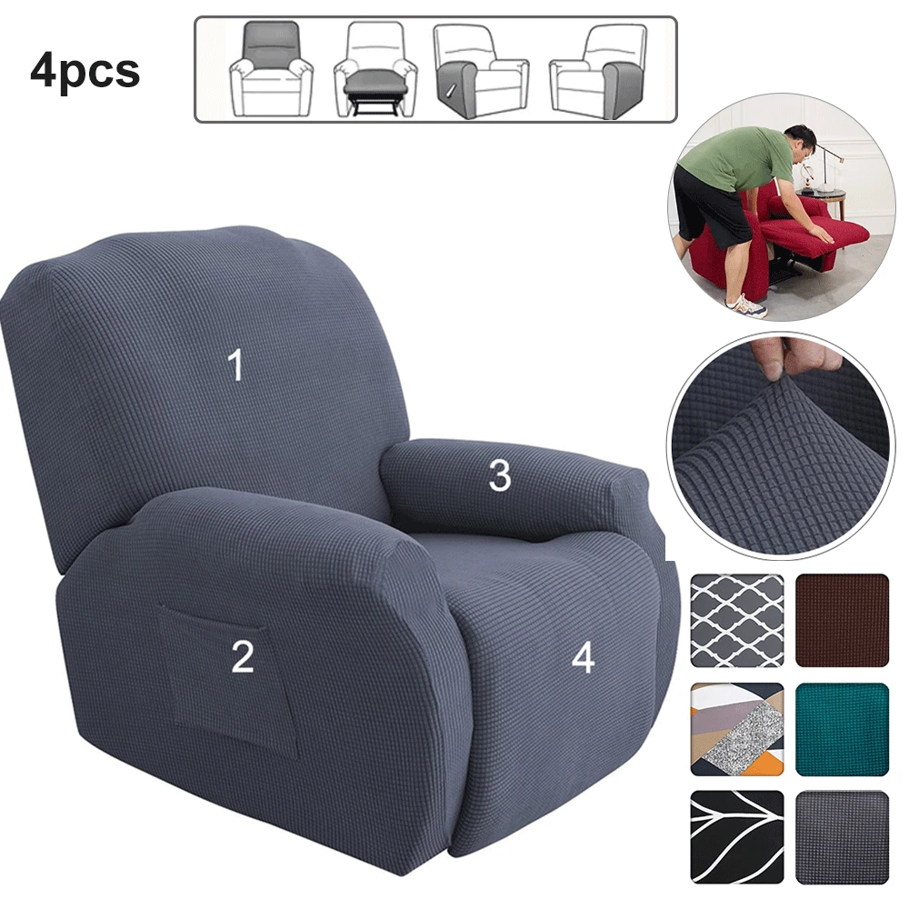 4 Separate Piece Recliner Chair Cover Stretch Sofa Thick Soft Slipcover for Living Room Couch Armchair | Дом и сад