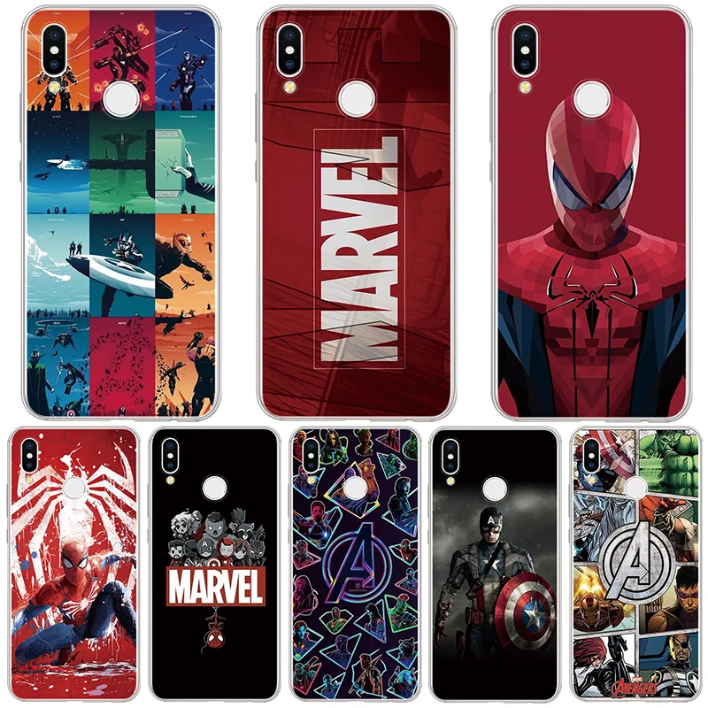 Marvel Мстители комиксы чехол для huawei nova 3 3e 4 4e 2 2i плюс 3i Y9 Y5 премьер Y3 Y6 Y7 Pro Чехол Мягкий ТПУ Coque