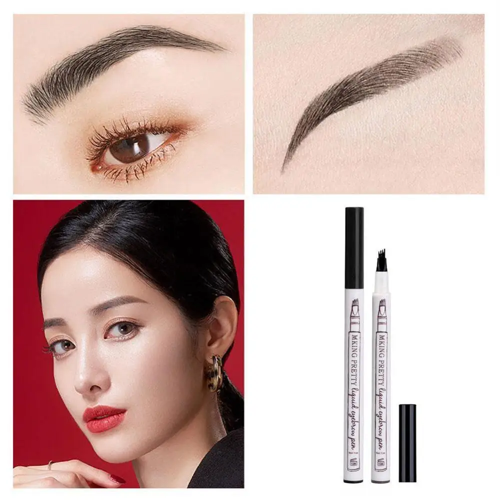 

3 Colors Microblading Eyebrow Tattoo Pen 4 Head Fine Liquid Sketch Brow Pen Pencil Tattoo Eye Smudge-proof Eyebrow Waterpro A7D4