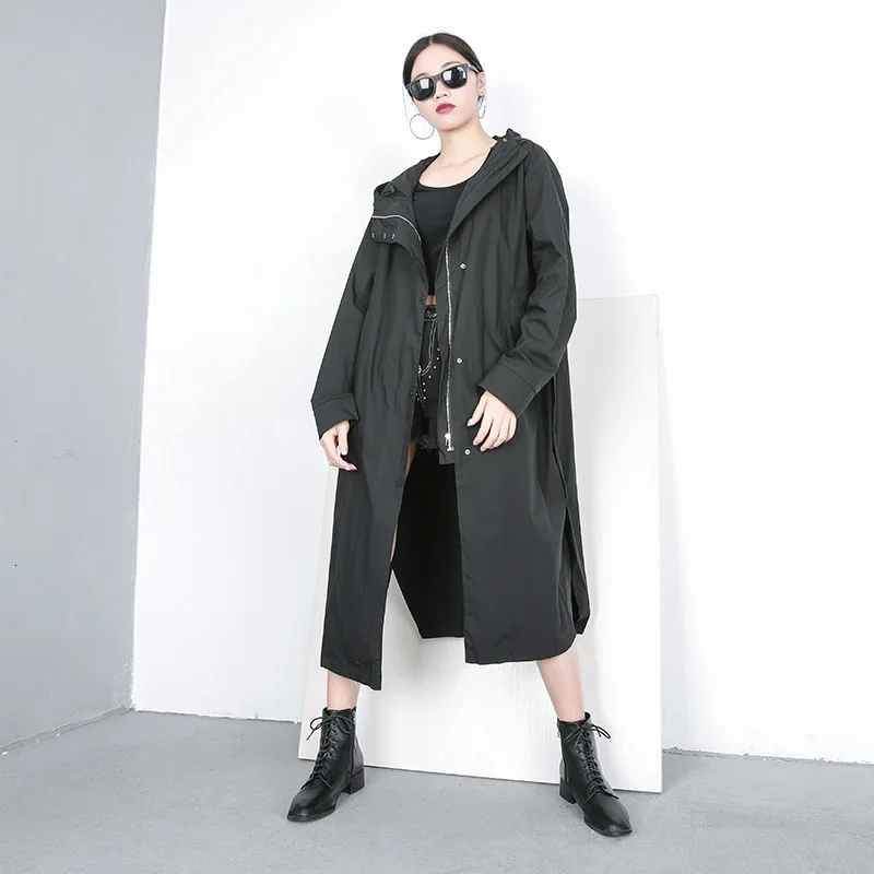 LANMREM 2020 новая весенняя модная женская одежда однобортный Кардиган с капюшоном и