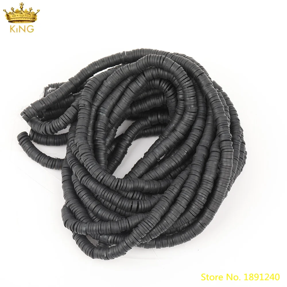 

5pcs/Lot 6mm Black Color Polymer Clay Disk Beads DIY Choker Necklace,Boho Disc Heishi Vinyl Loose Beads Jewelry FIndings Bulk