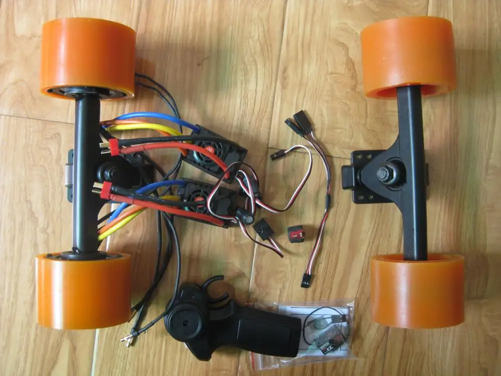 1500 Вт Электрический скейтборд DIY комплект Двойной Мотор Ступицы+ 2x ESC+ 1x мини пульт дистанционного управления+ передний грузовик - Цвет: Оранжевый