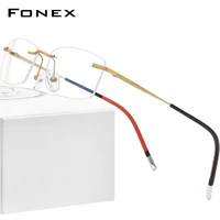 fonex rimless titanium eyeglasses frame men 2021 new square prescription glasses women myopia optical eyewear 9608