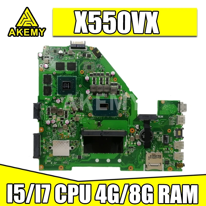 

Akemy X550VX материнская плата для ноутбука For Asus X550VX X550V оригинальная материнская плата GTX950M GPU I7-6700HQ i5-6300HQ 4 ГБ/8 ГБ