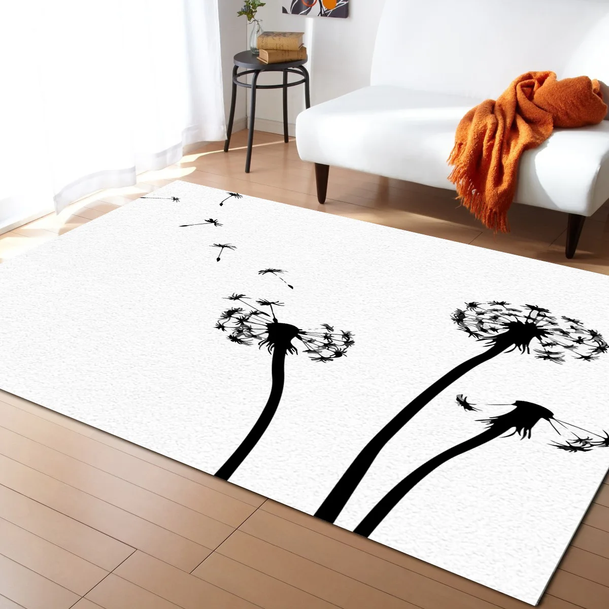 

Dandelion Plant Black And White Carpet Entrance Door Mat Living Room Bath Mat Kitchen Long Rug Mats For Front Door Home Decor