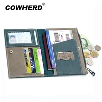 passport cover split genuine leather driver license bag car driving document credit card holder purse wallet case for men women