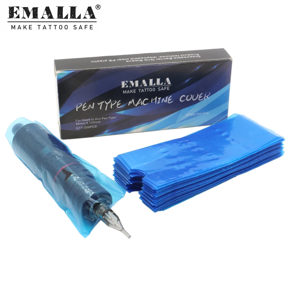 EMALLA 200 штук/кор. портативная одноразовая тату сумка нарукавники для машины ручки