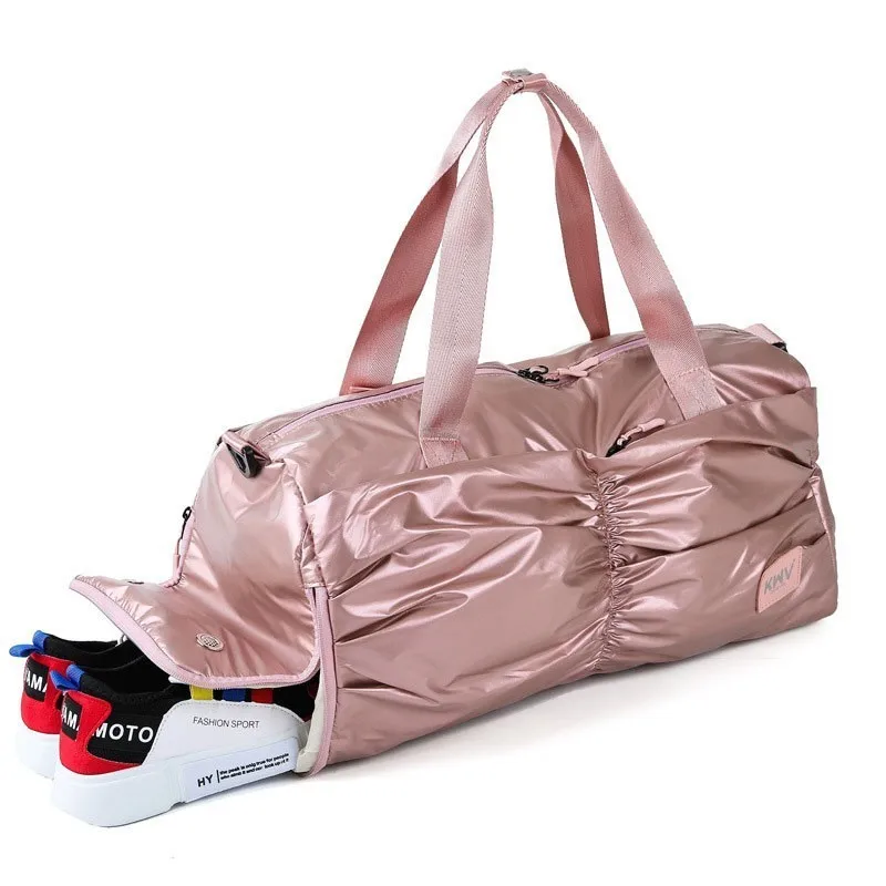 Ручная сумка для йоги Nieuwe Waterdichte PU Reistas Roze Handtas voor Schoenen Droog Nat Duffle Tassen Schoudertas Vrouwen