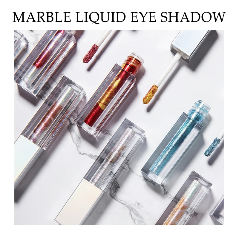 10 цветов Металлические Блестящие дымчатые тени для век мраморные жидкие
