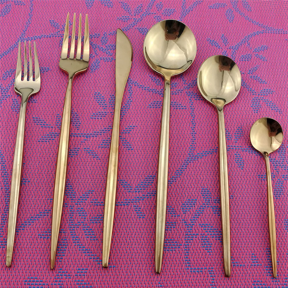 Кухонная утварь набор столовых приборов блестящее золото посуды 18/10 Нержавеющая