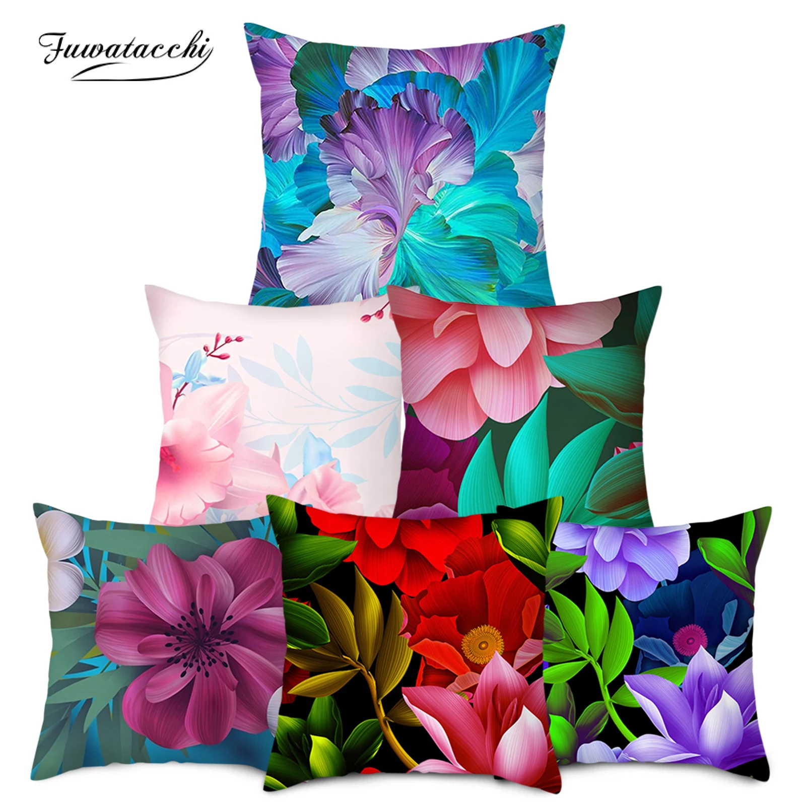 

Fuwatacchi 45x45cm Flower Theme Soft Polyester Pillowcase Cushions Small Fresh Style Dustproof Pillow Cover Household Supplies