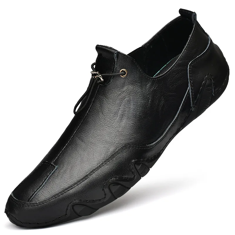 2021 Men Casual Genuine Leather Sneakers Fashion Brand Flats Autumn Shoes Black Comfortable Moccasins Plus Size 47 | Обувь