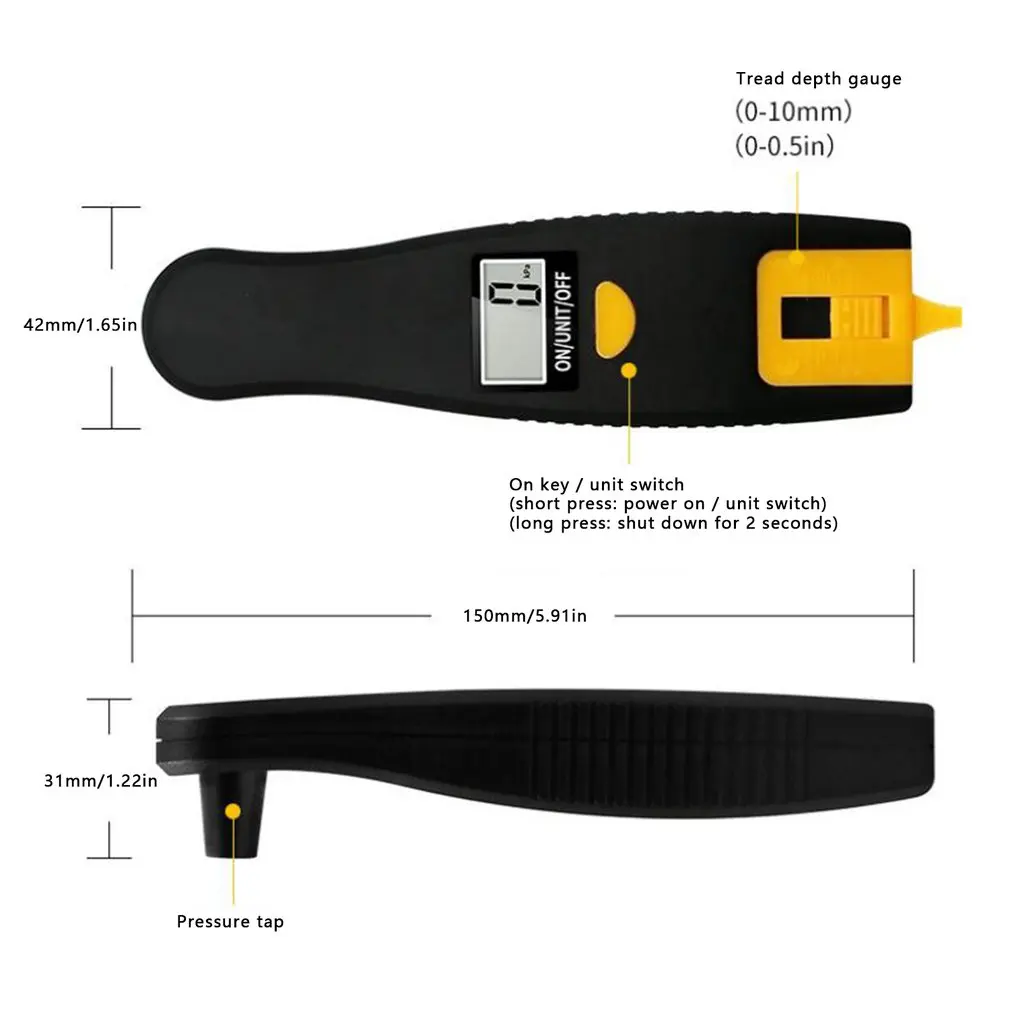 

2 In 1 Digital Car Tire Tyre Air Pressure Gauge Meter LCD Display Manometer Barometers Tester For Car Truck Motorcycle