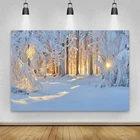 Фон для фотосъемки Laeacco с изображением зимнего леса природных снежных пейзажей деревьев