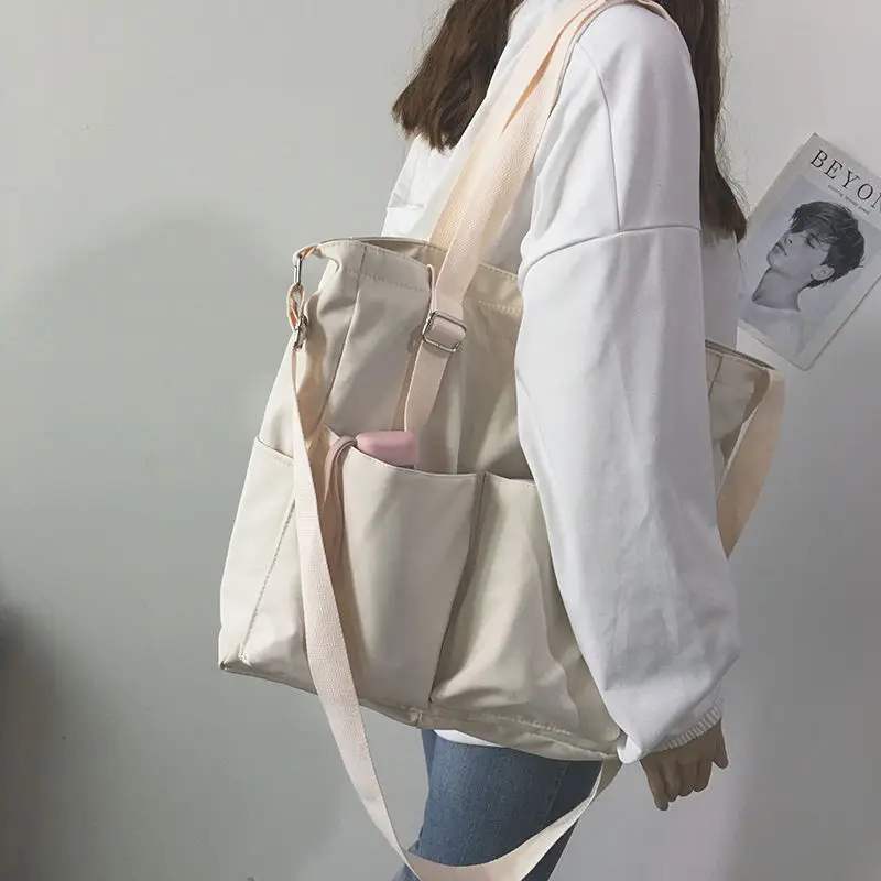 

Waterproof Oxford Large Capacity Canvas Girl Shoulder Hand Bucket Bag Basket Female Crossbody Bags For Women Casual Tote Purses
