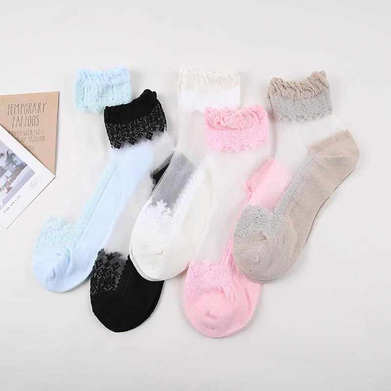 Носки женские хлопковые сетчатые Нескользящие супертонкие 1 пара | Женская