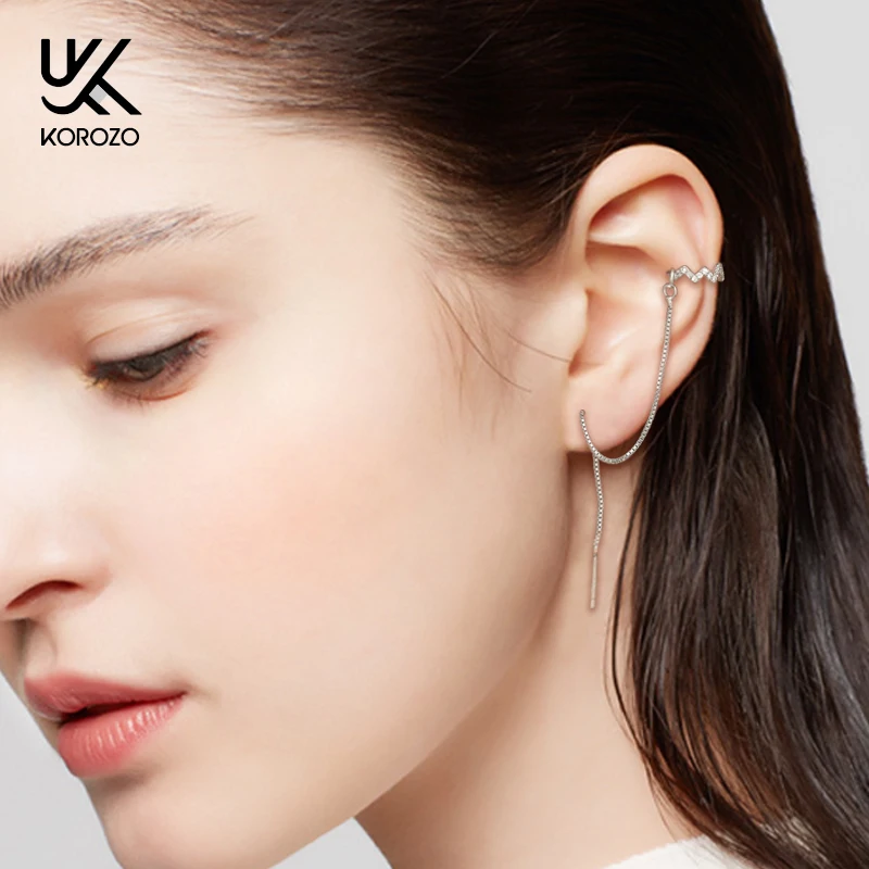 ЦИРКОНИЕВЫЕ волнистые серьги для ушей сверла цепь каффы Женская сережка без