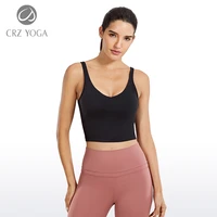 crz yoga womens longline sports bra wirefree padded yoga bras workout running crop tank tops