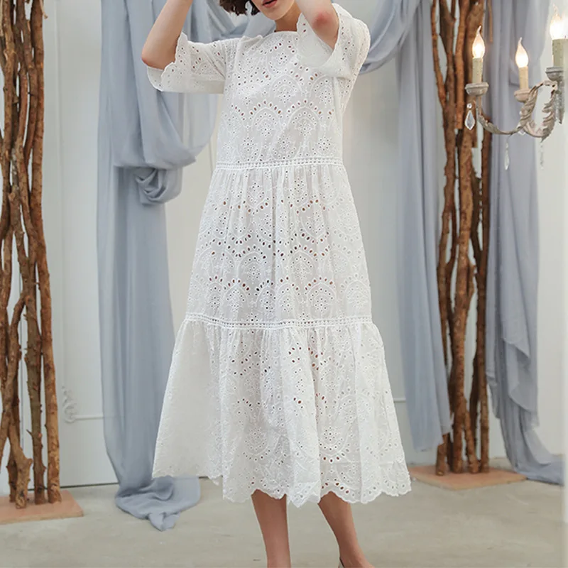 Женское эксклюзивное свободное винтажное платье трапециевидной формы с круглым