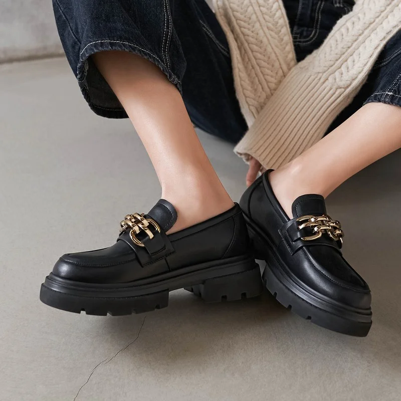 

Новинка весна-осень 2021, женские маленькие кожаные туфли, модные туфли карамельных цветов, женская обувь на толстой подошве в британском сти...