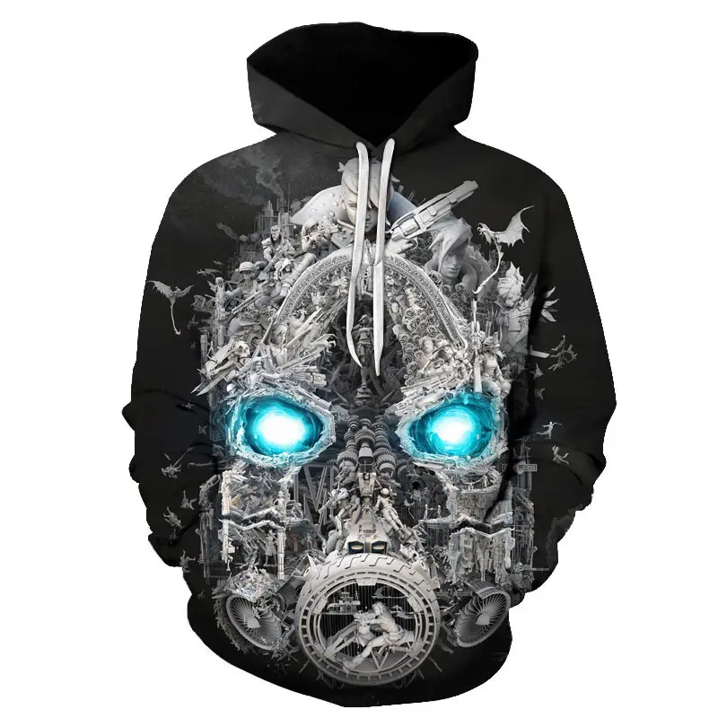 Осенняя толстовка с объемным принтом borderland Мужская/Женская Harajuku уличная