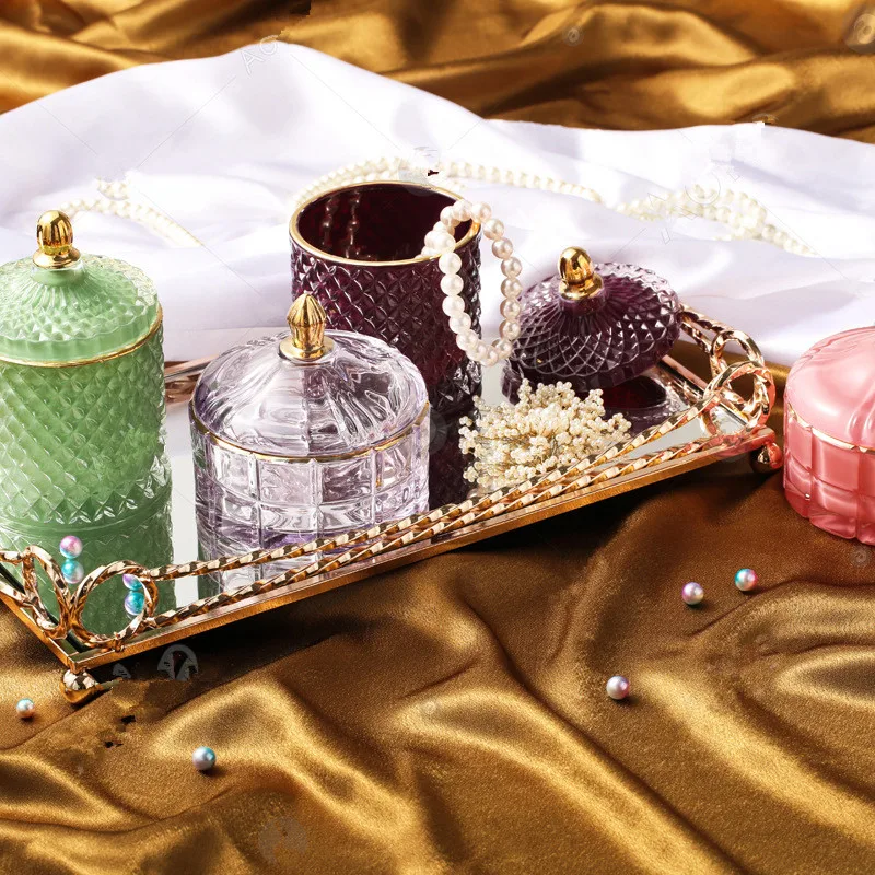 Винтажный цветной прозрачный контейнер для хранения конфет с крышкой|Бутылки и