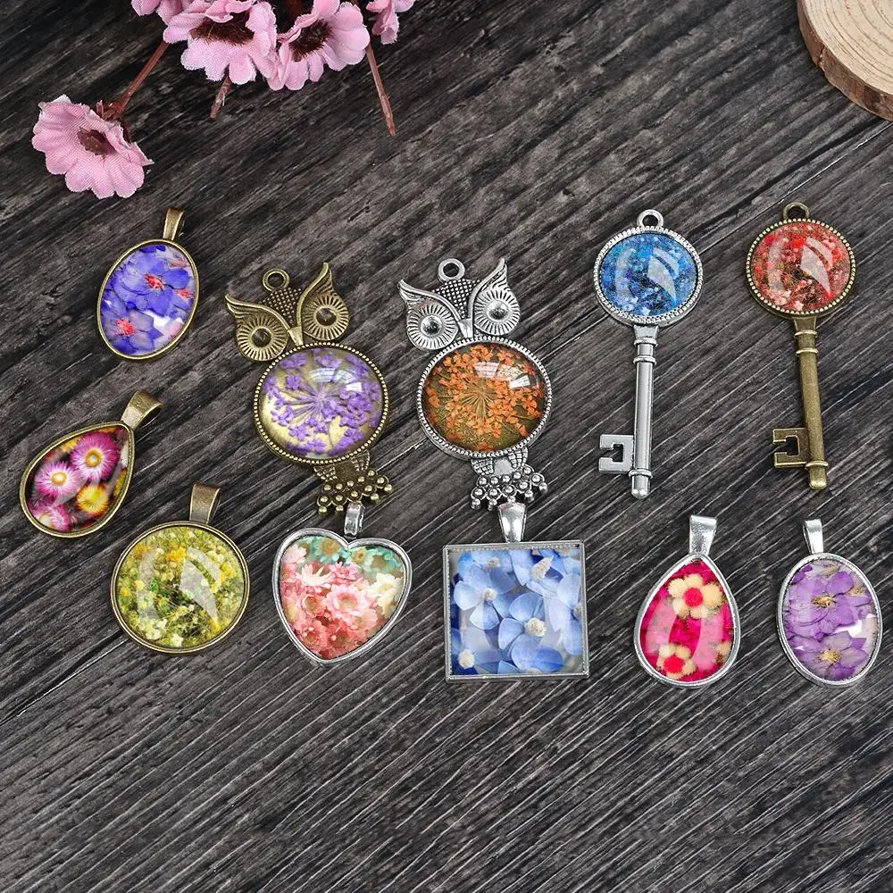 54 шт цветов набор подвесных лотков круглый ободок со стеклянным куполом кабошона