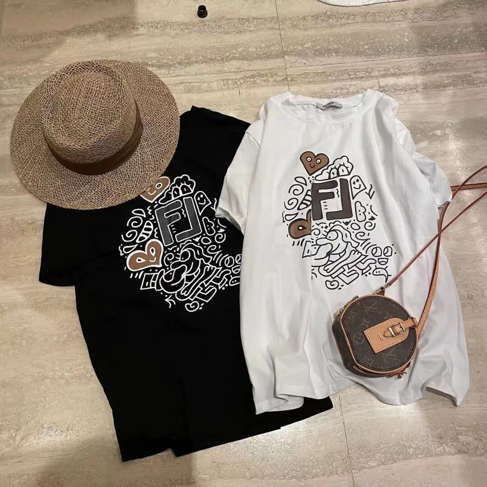

Spring and summer T-shirt women's short sleeve cartoon half sleeve top with foreign style printing