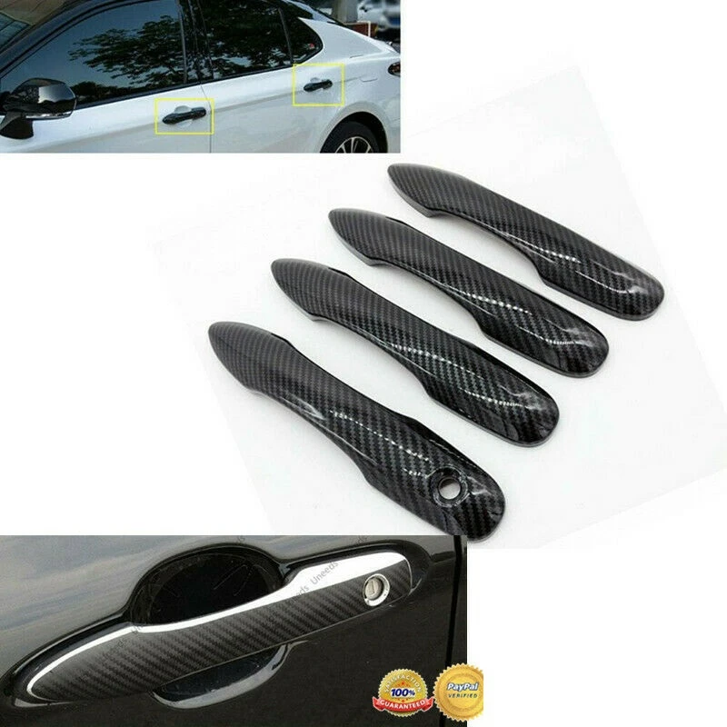 

4 шт. Обложка дверной ручки, отделка для Toyota corolla Altis 2019 2020, углеродная Обложка дверной ручки, наклейка, автомобильные аксессуары